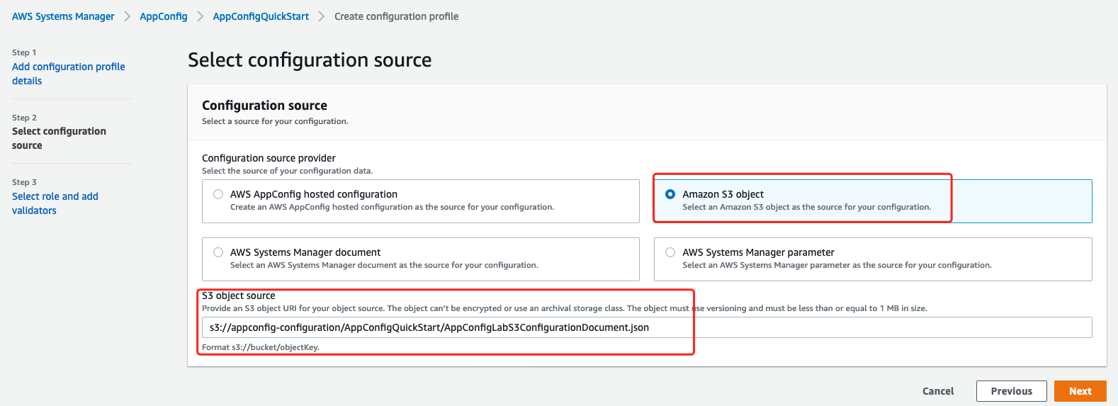 AppConfigLabS3ConfigurationProfile